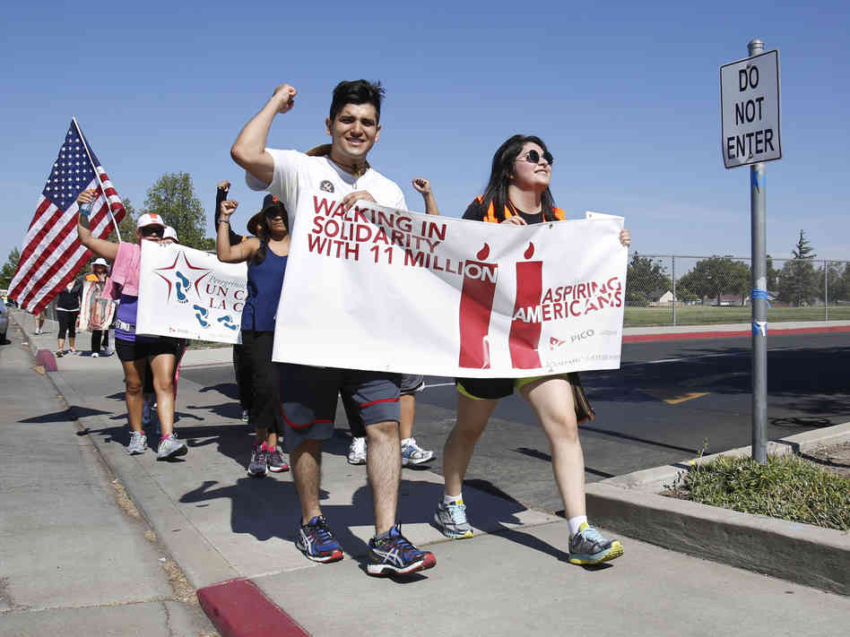 Marchers kick off a 21-day march calling for immigration reform in Sacramento, Calif. on Monday. The 285-mile walk through California's Central Valley ended in Bakersfield at the district office of House Majority Whip Kevin McCarthy.