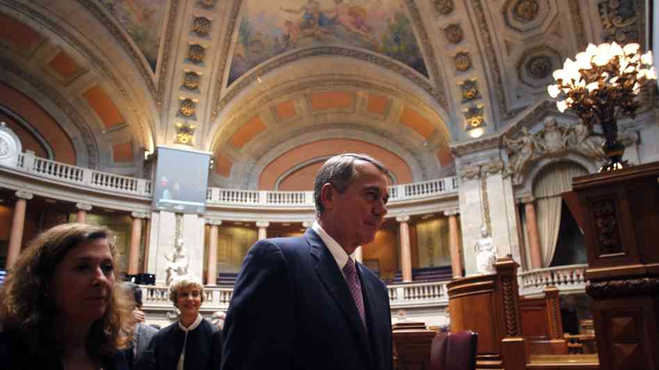 House Speaker John Boehner leaves the chamber of the Portuguese Parliament during an April 17 visit in Lisbon. Boehner was in Lisbon as part of an international trip that included visits to Afghanistan and Abu Dhabi.