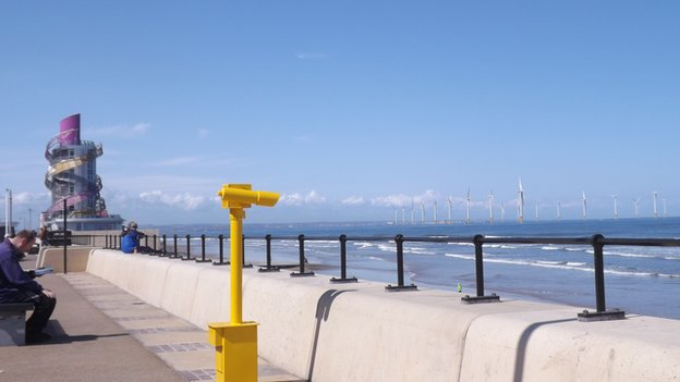Windfarm and the Beacon at Redcar