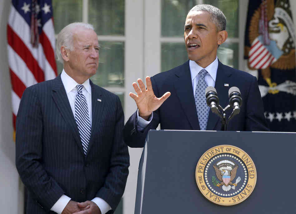 President Obama, accompanied by Vice President Biden in the White House Rose Garden, lashed out at House Republicans for stalling immigration legislation.