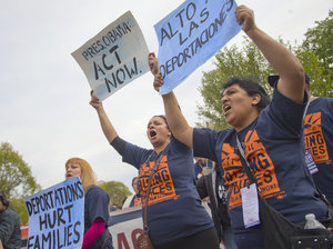 Immigration advocates from Fort Lauderdale, Florida demonstrate outside the White House in April 2014.