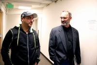 Arturo Hernandez Garcia stands next to pastor Mike Morran in the basement of the First Unitarian Church of Denver in Denver on Monday, Oct. 27, 2014.