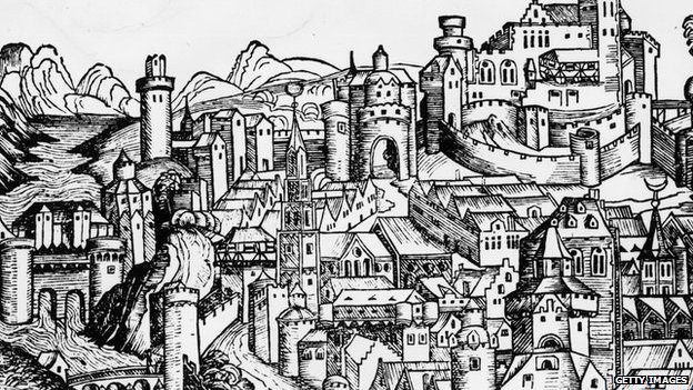 1493, A view of London from the Nuremberg Chronicle